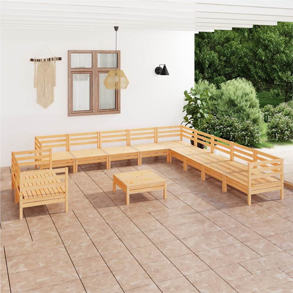 

12 Piece Garden Lounge Set Solid Pinewood