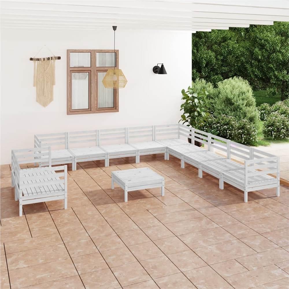 12 Piece Garden Lounge Set Solid Pinewood White