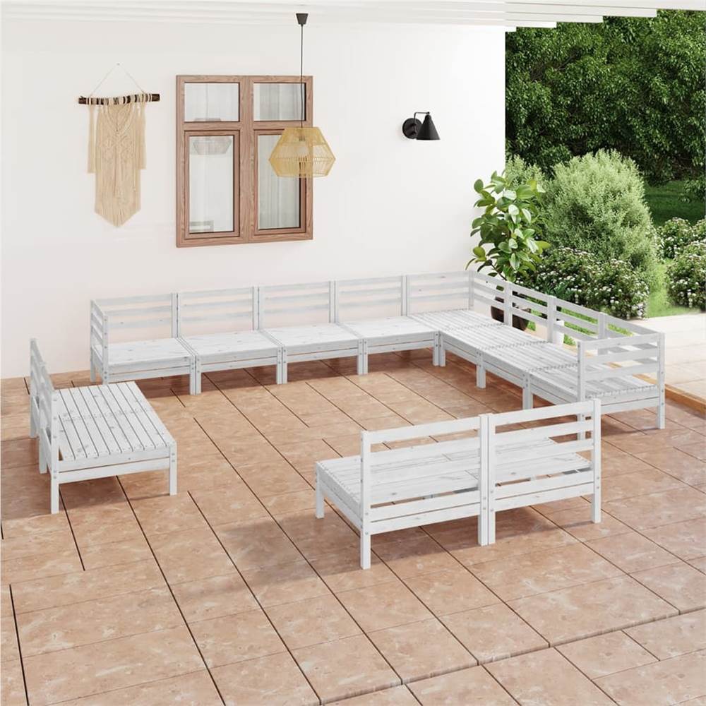 

12 Piece Garden Lounge Set Solid Pinewood White