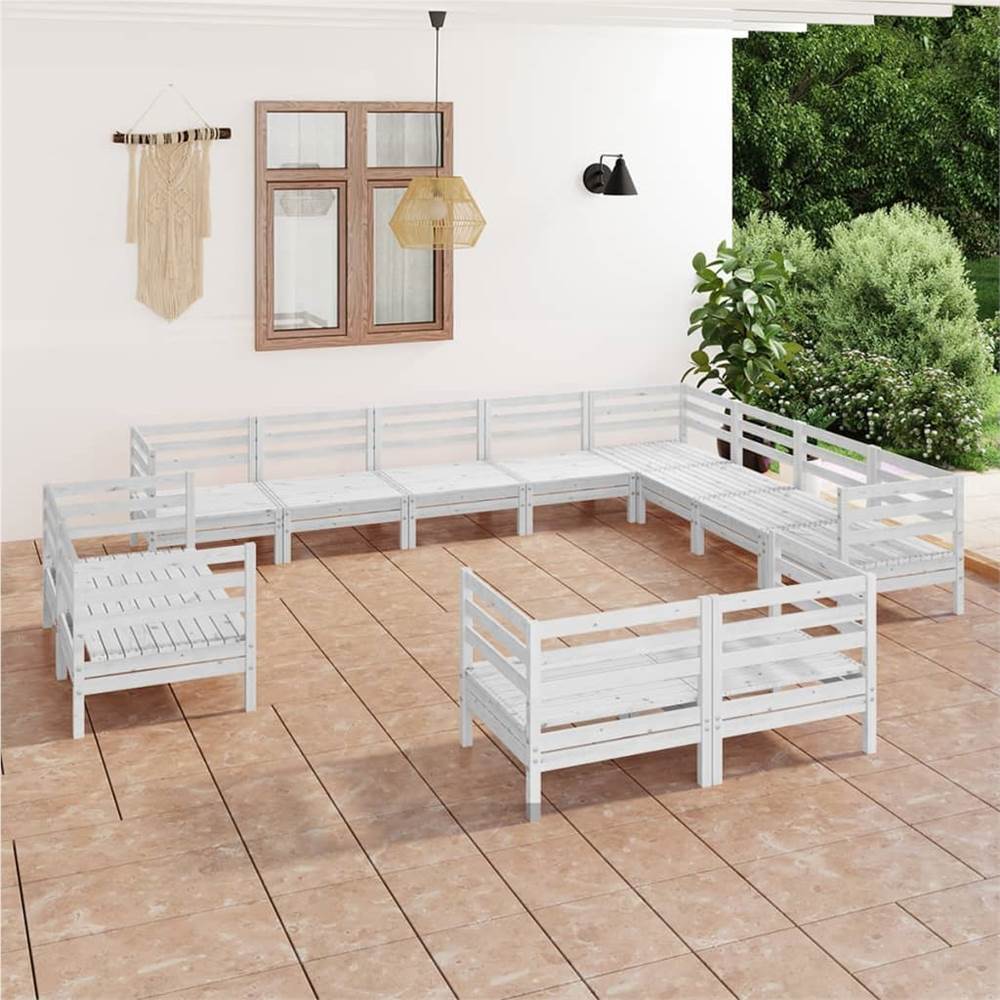 

12 Piece Garden Lounge Set Solid Pinewood White