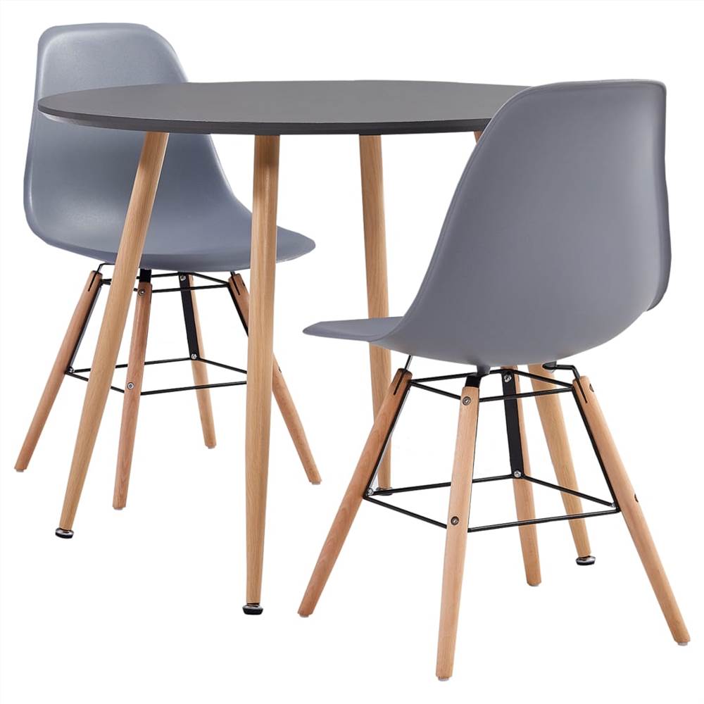 

3 Piece Dining Set Plastic Grey