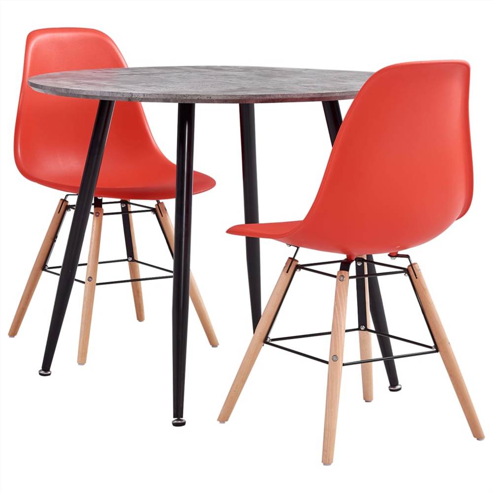 

3 Piece Dining Set Plastic Red
