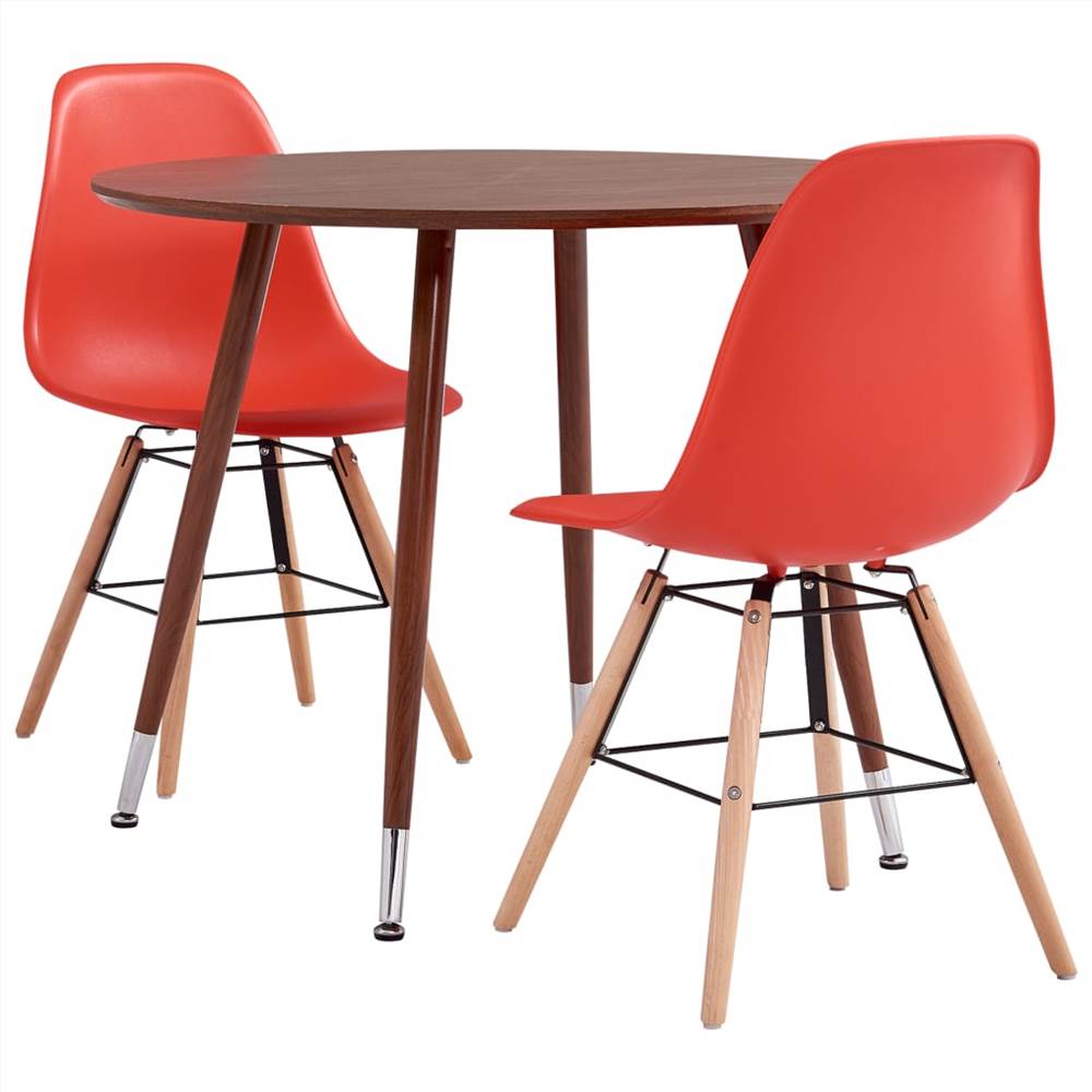 

3 Piece Dining Set Plastic Red