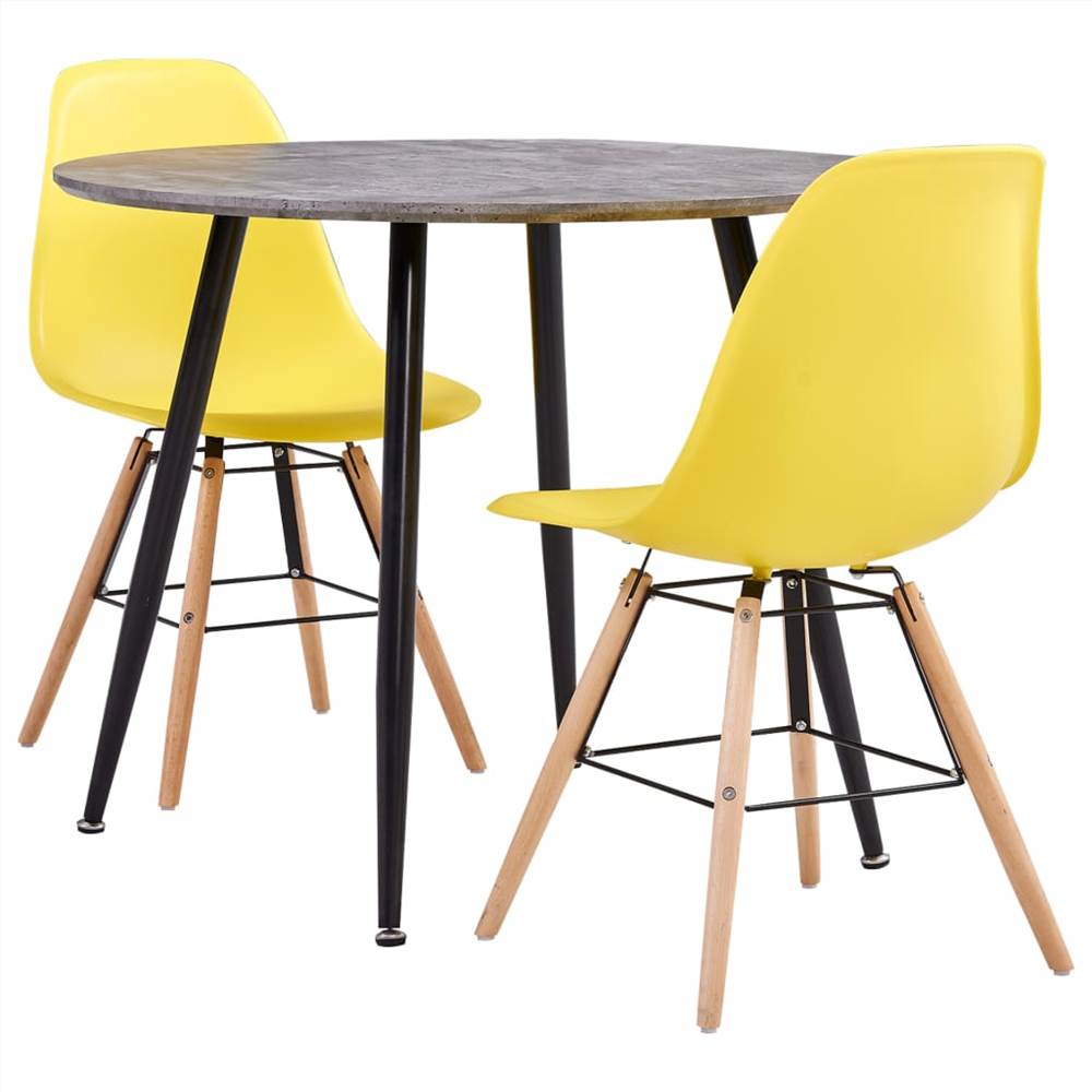 

3 Piece Dining Set Plastic Yellow