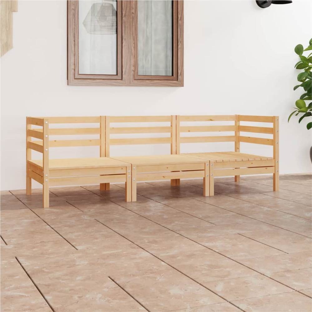 

3 Piece Garden Lounge Set Solid Pinewood