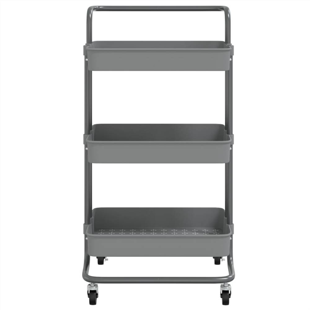 3-Tier Kitchen Trolley Grey 42x25x83.5 cm Iron and ABS