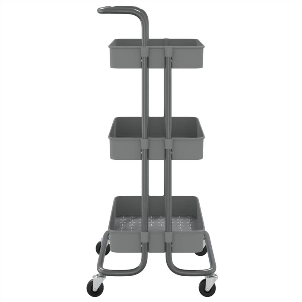 3-Tier Kitchen Trolley Grey 42x25x83.5 cm Iron and ABS