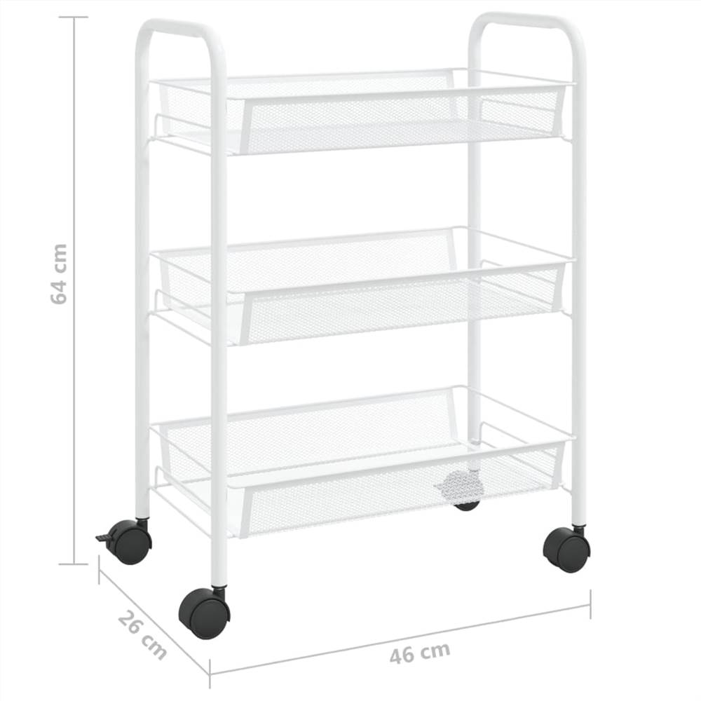 3Tier Kitchen Trolley White 46x26x64 cm Iron