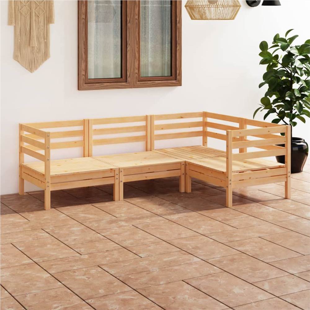 

4 Piece Garden Lounge Set Solid Pinewood