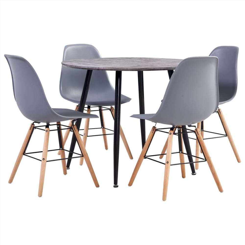 

5 Piece Dining Set Plastic Grey