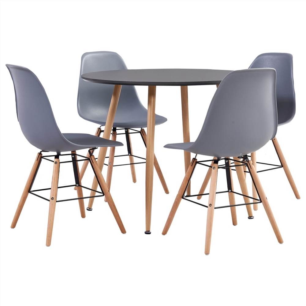 

5 Piece Dining Set Plastic Grey