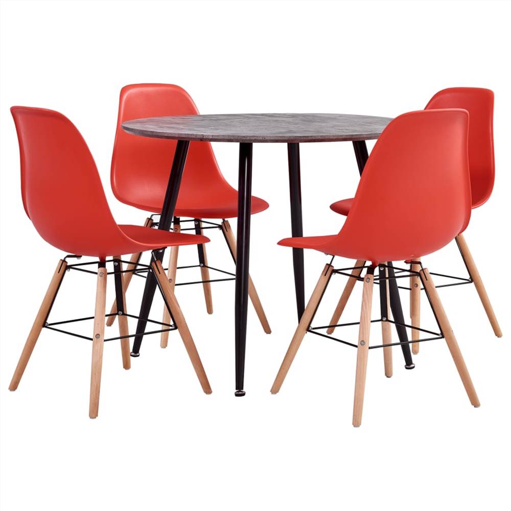 

5 Piece Dining Set Plastic Red