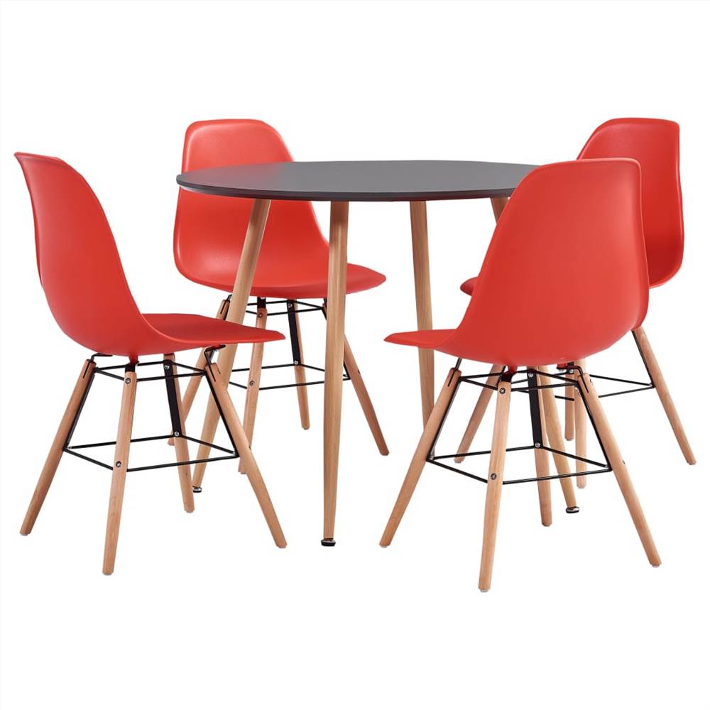 

5 Piece Dining Set Plastic Red