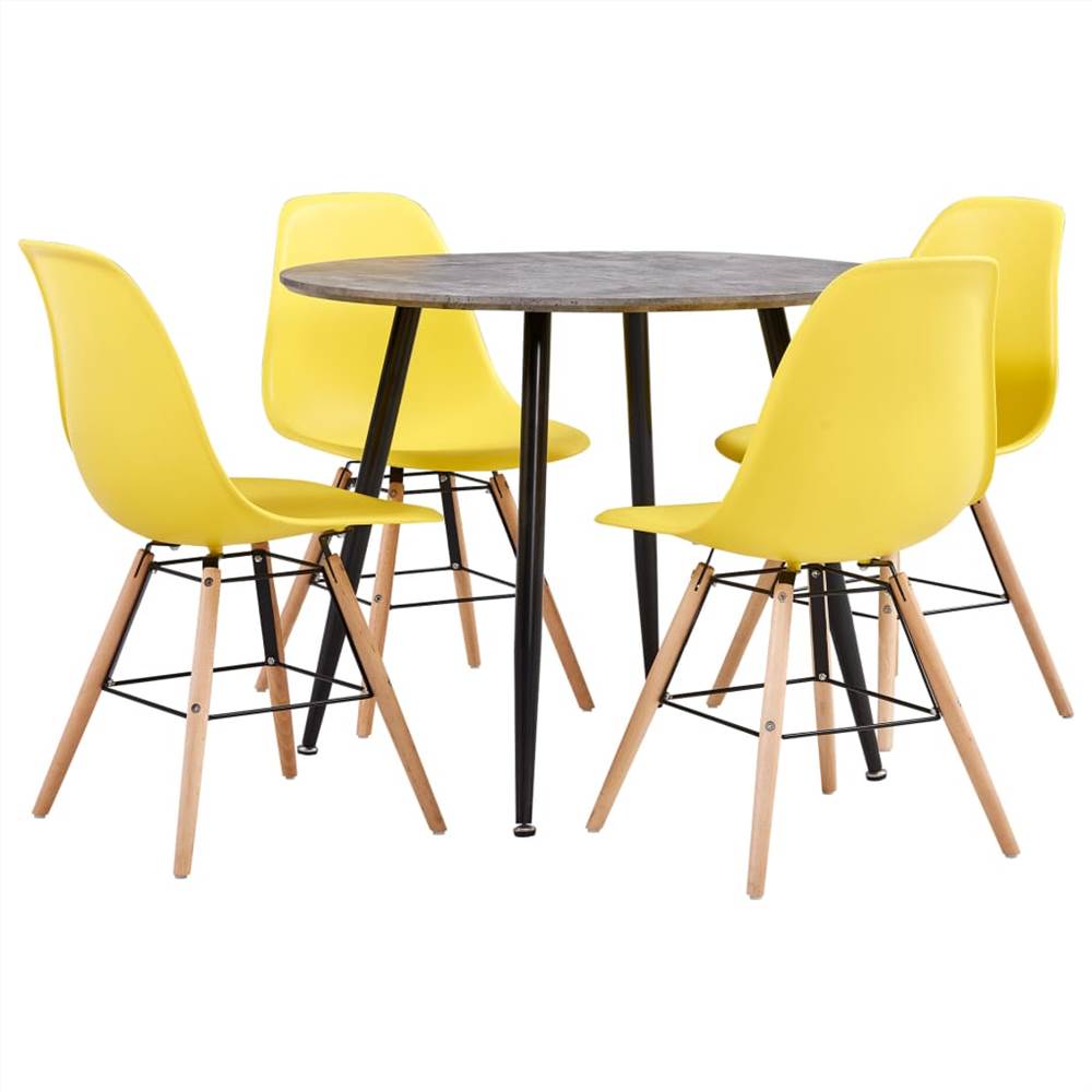 

5 Piece Dining Set Plastic Yellow