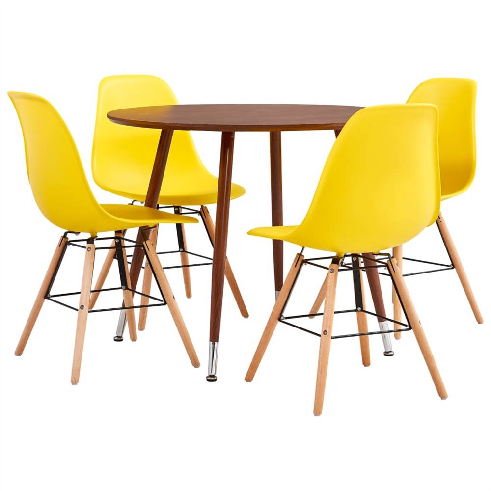 

5 Piece Dining Set Plastic Yellow