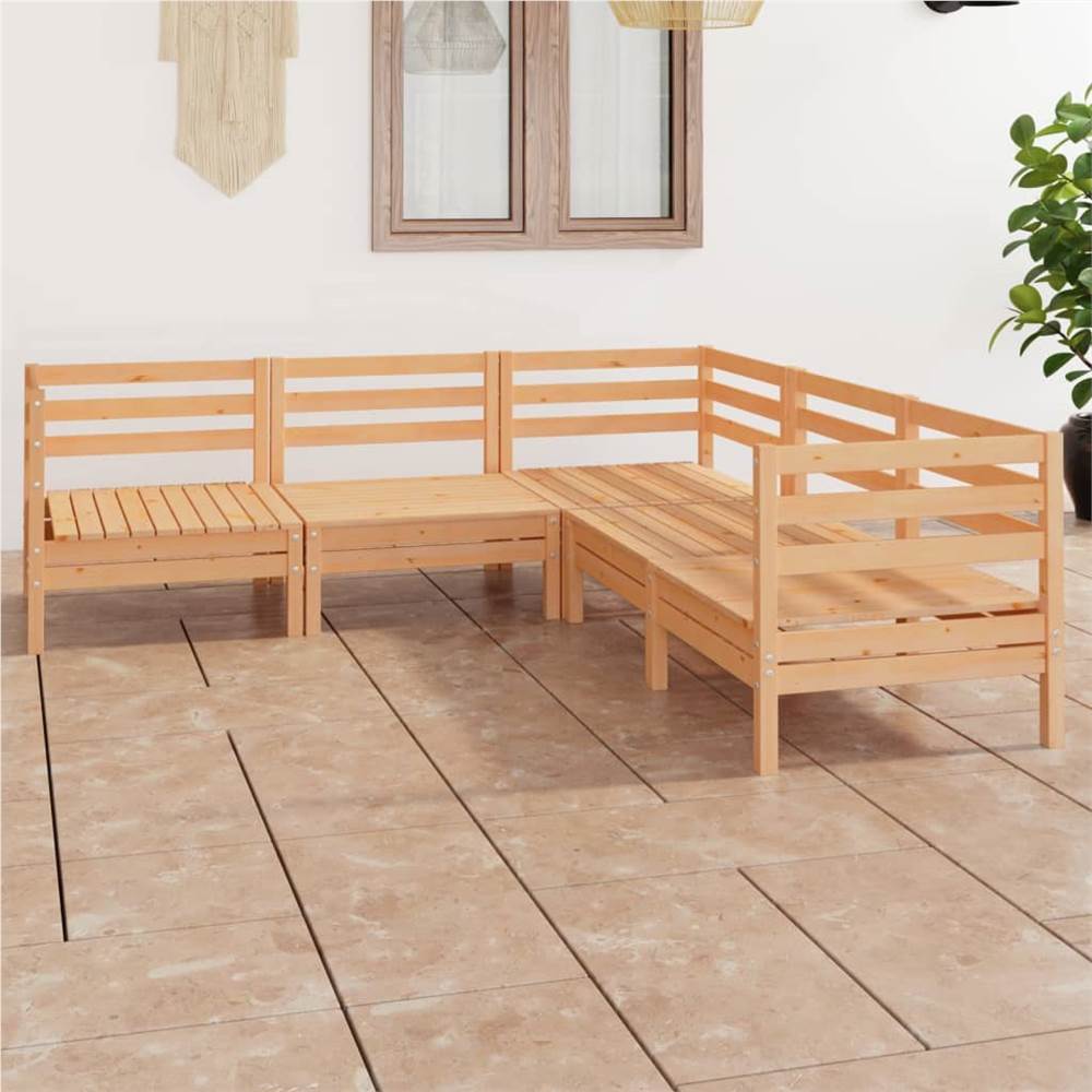 

5 Piece Garden Lounge Set Solid Pinewood