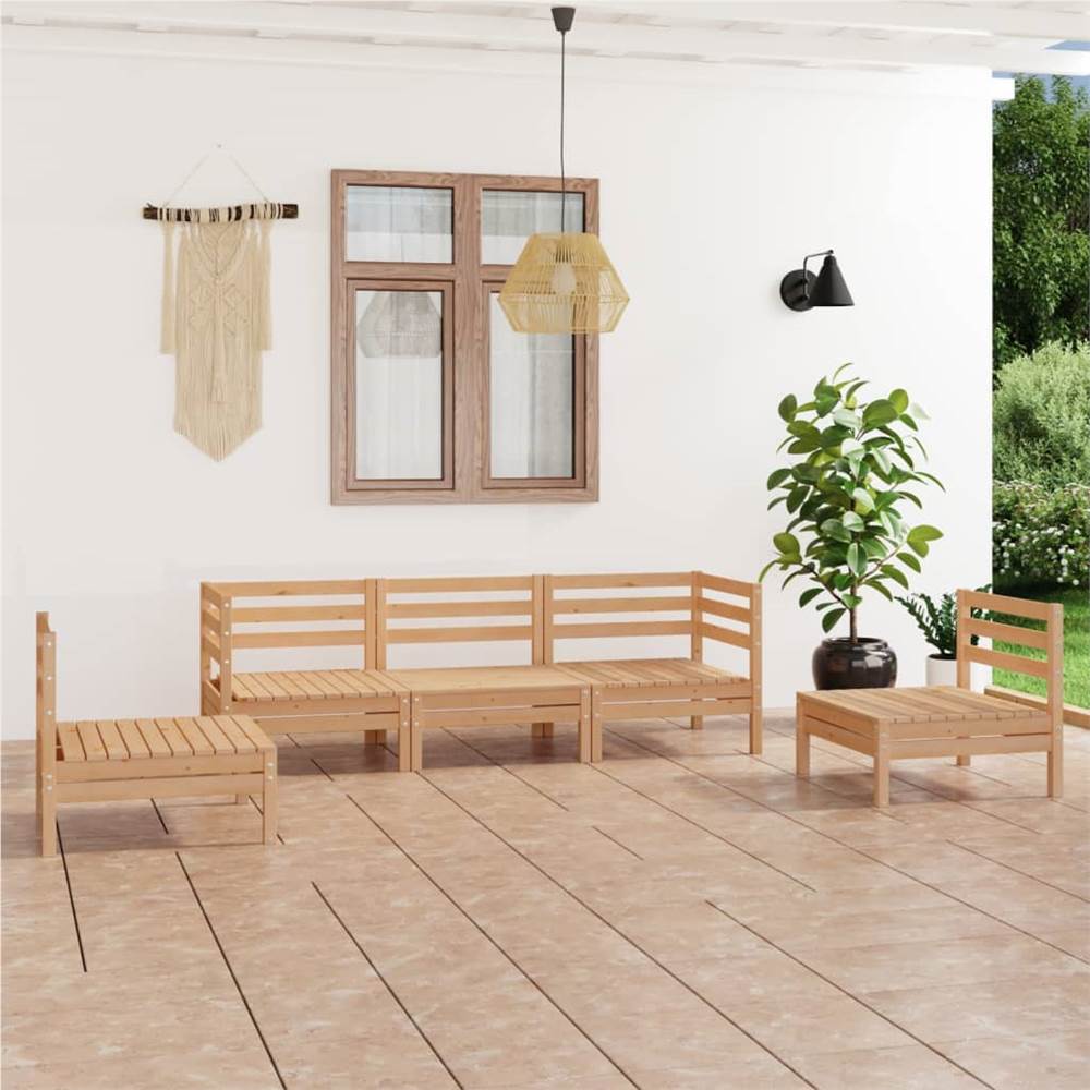 

5 Piece Garden Lounge Set Solid Pinewood
