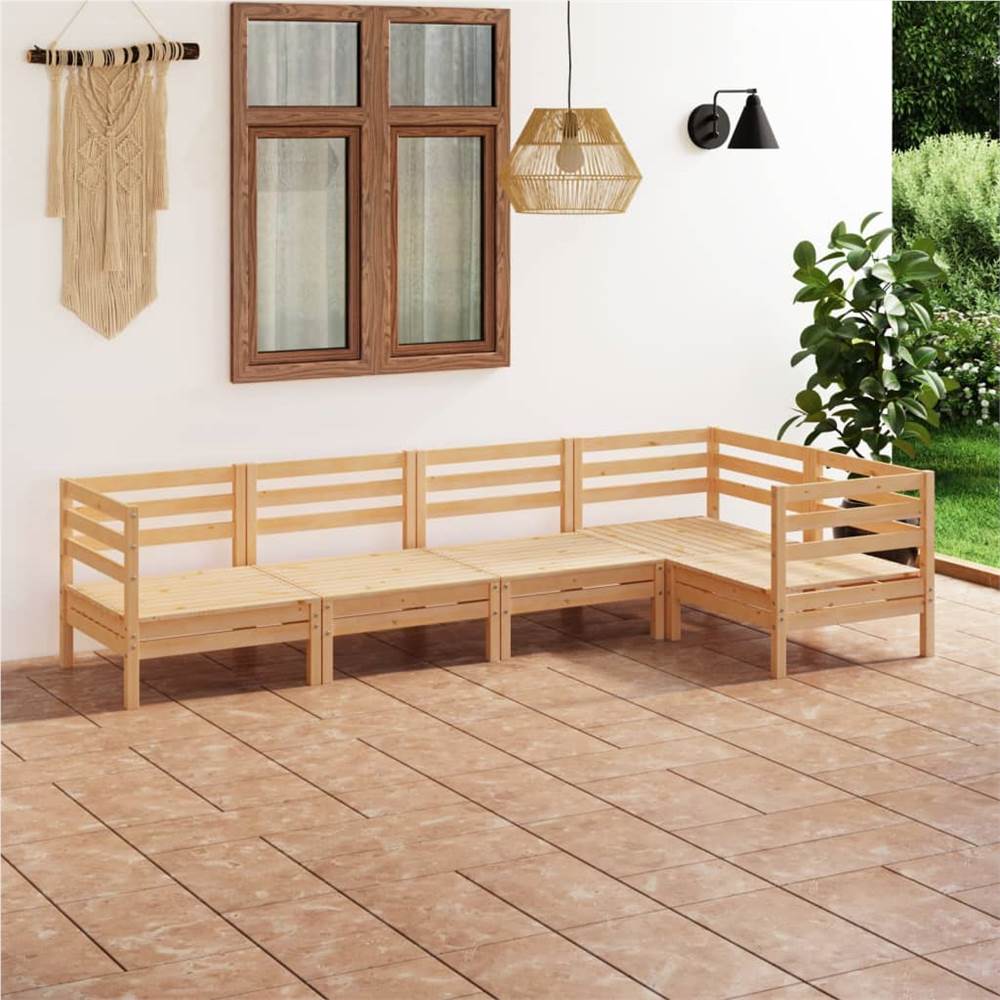 

5 Piece Garden Lounge Set Solid Pinewood