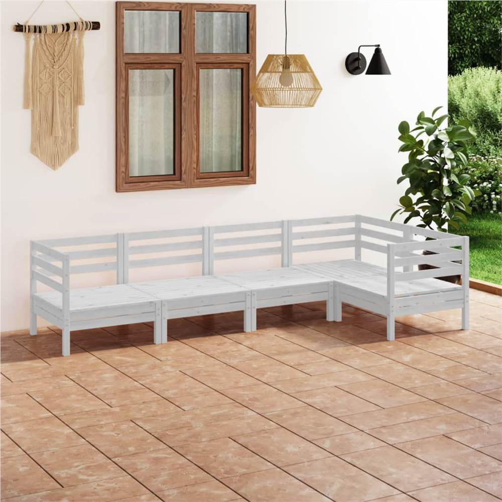 

5 Piece Garden Lounge Set Solid Pinewood White