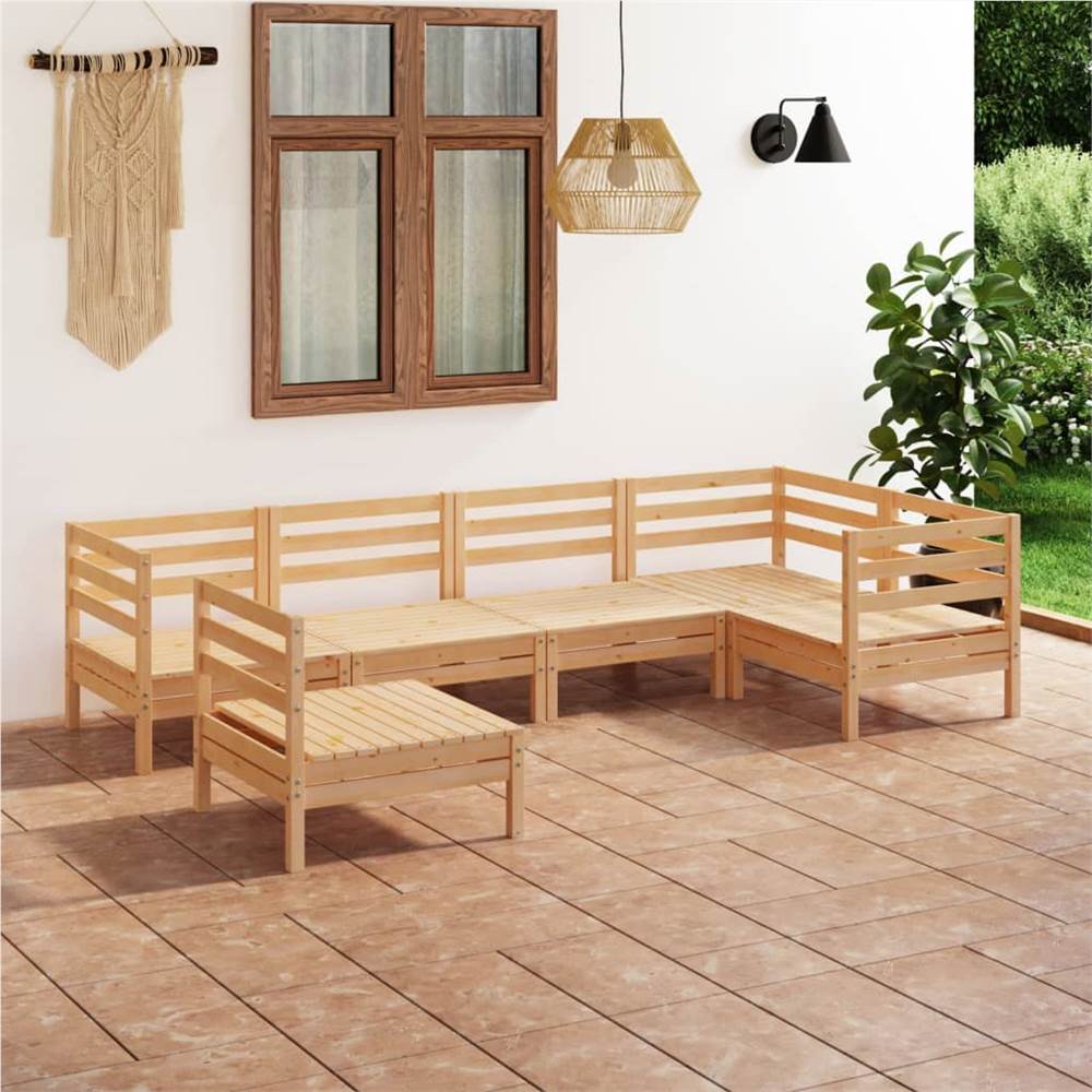 

6 Piece Garden Lounge Set Solid Pinewood