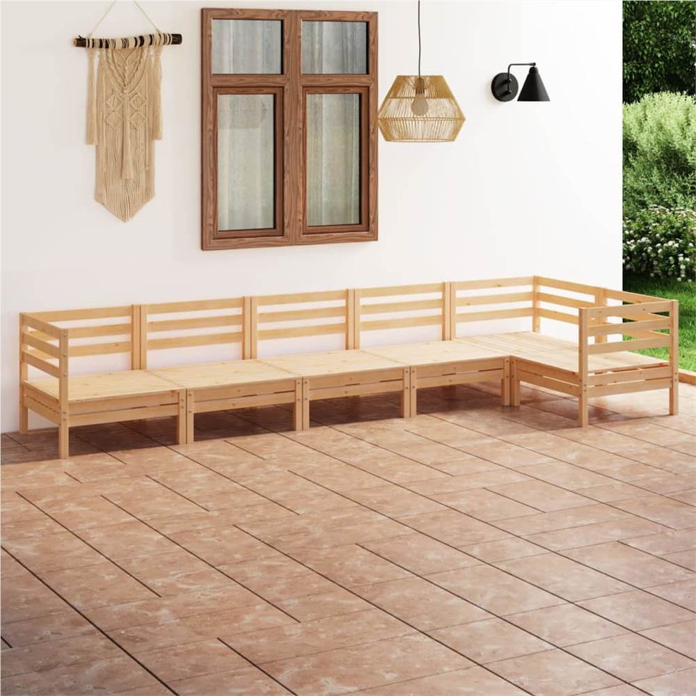 

6 Piece Garden Lounge Set Solid Pinewood