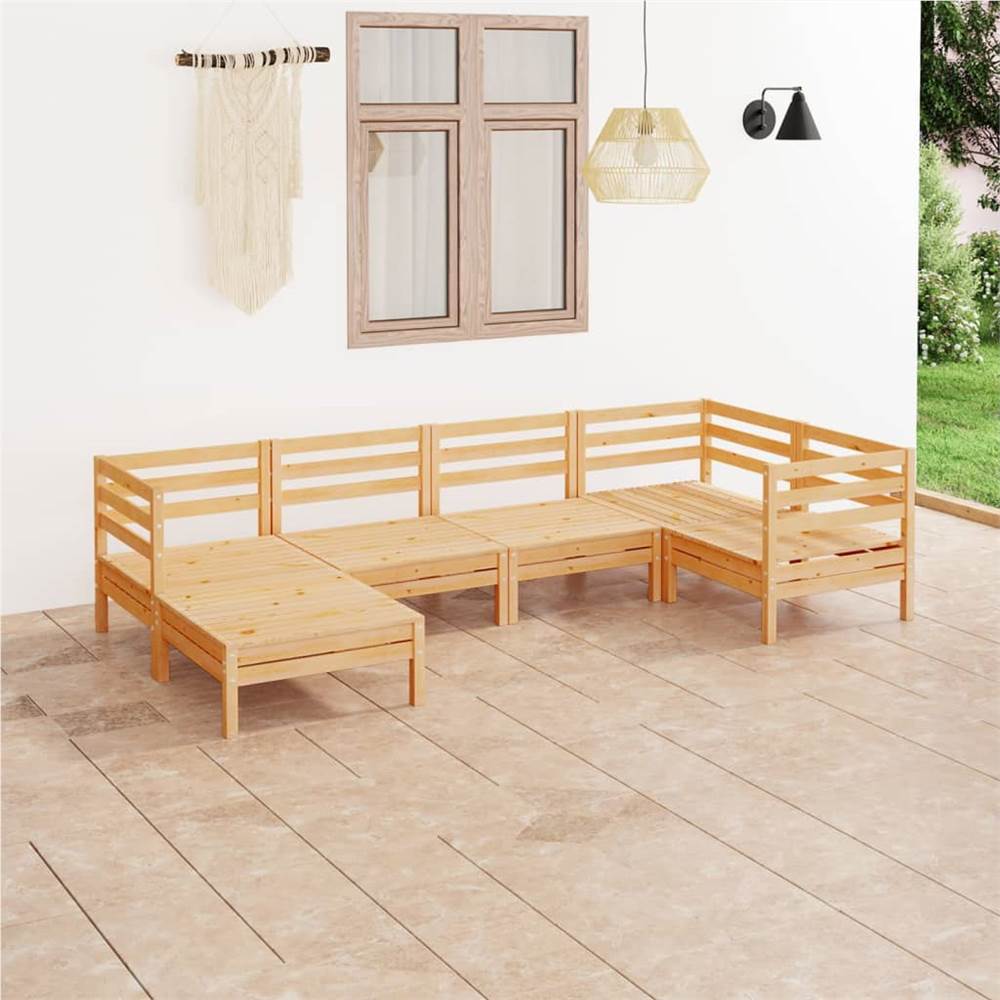 

6 Piece Garden Lounge Set Solid Pinewood