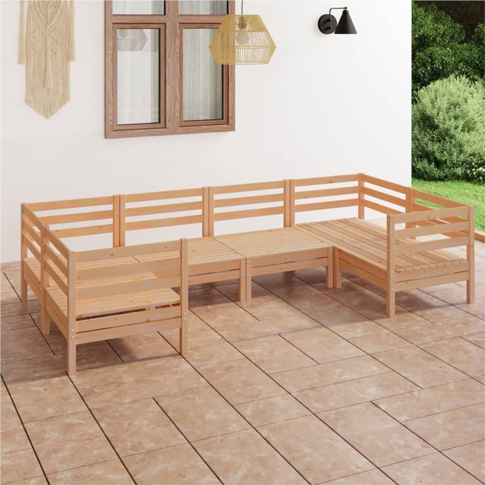 

6 Piece Garden Lounge Set Solid Pinewood