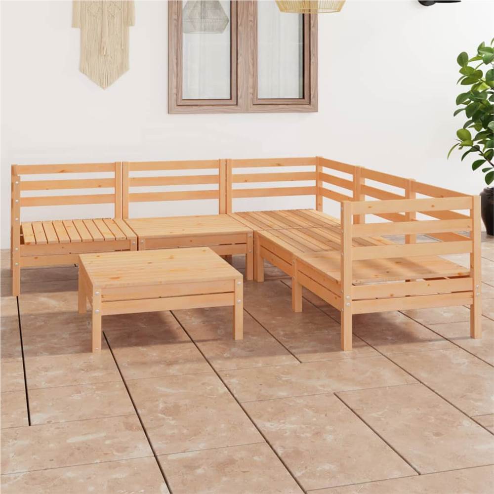 

6 Piece Garden Lounge Set Solid Pinewood