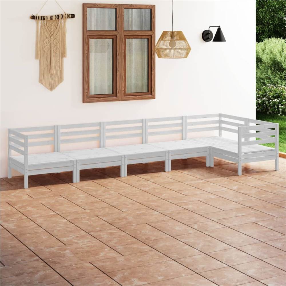 

6 Piece Garden Lounge Set Solid Pinewood White