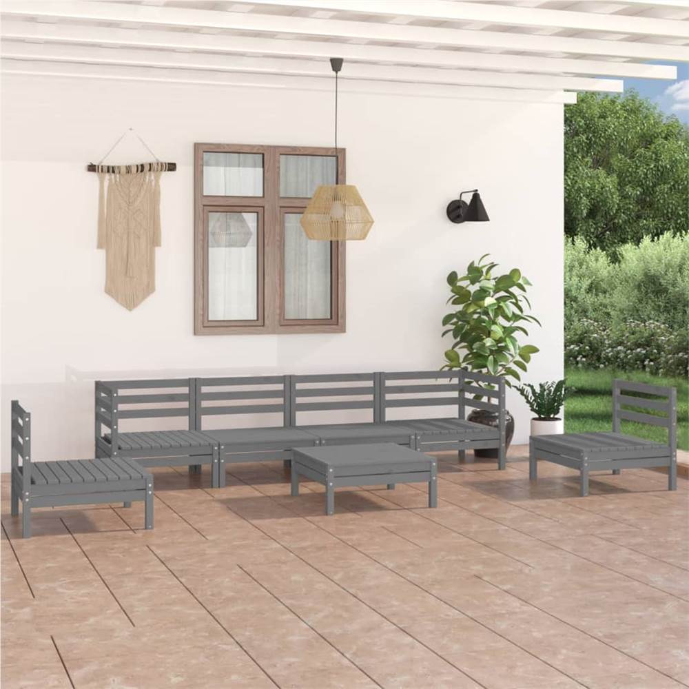 

7 Piece Garden Lounge Set Grey Solid Pinewood