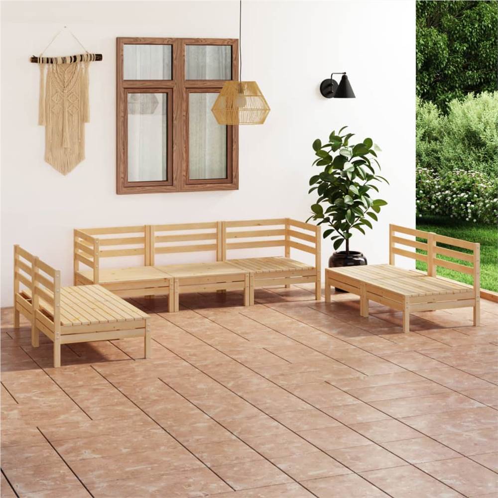 

7 Piece Garden Lounge Set Solid Pinewood