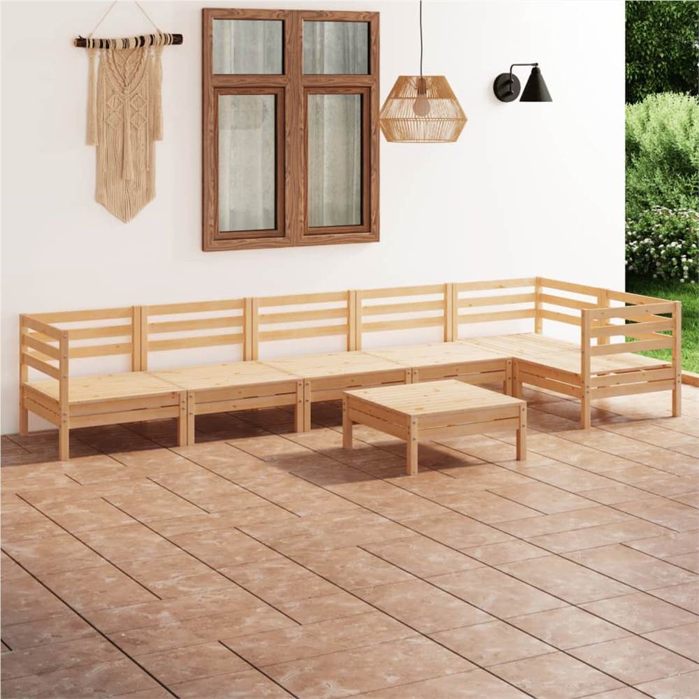 

7 Piece Garden Lounge Set Solid Pinewood