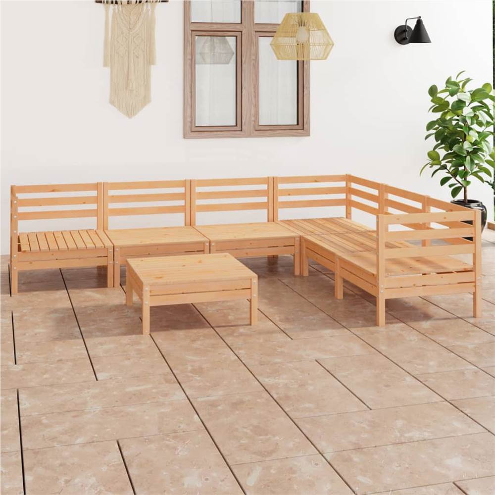 

7 Piece Garden Lounge Set Solid Pinewood