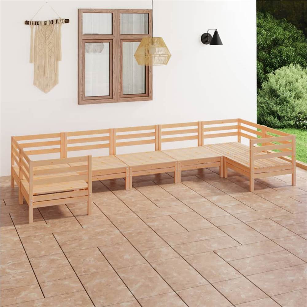 

7 Piece Garden Lounge Set Solid Pinewood