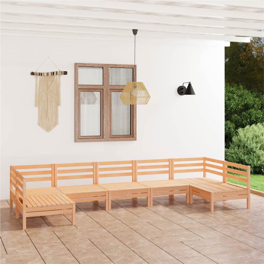 

7 Piece Garden Lounge Set Solid Pinewood