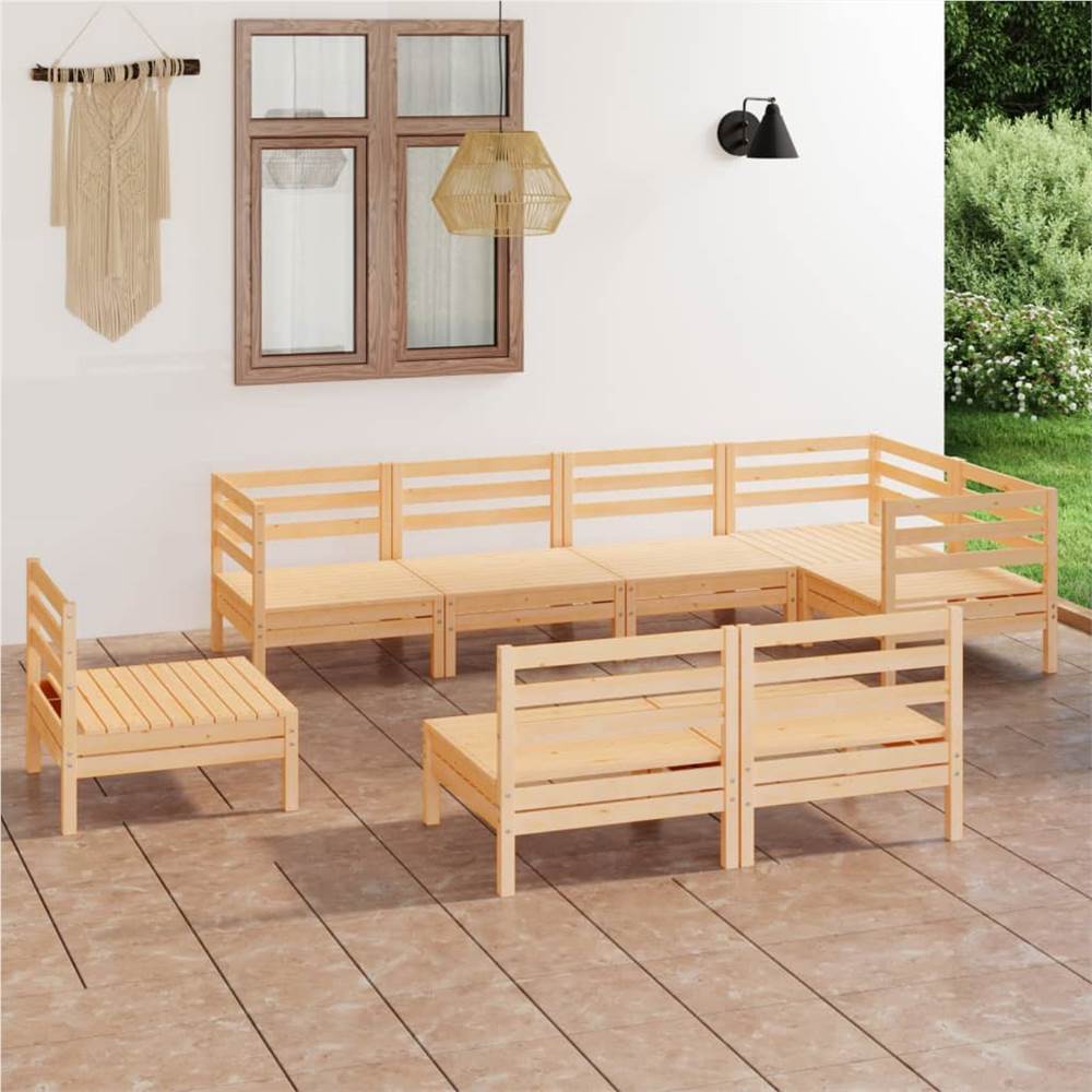 

8 Piece Garden Lounge Set Solid Pinewood