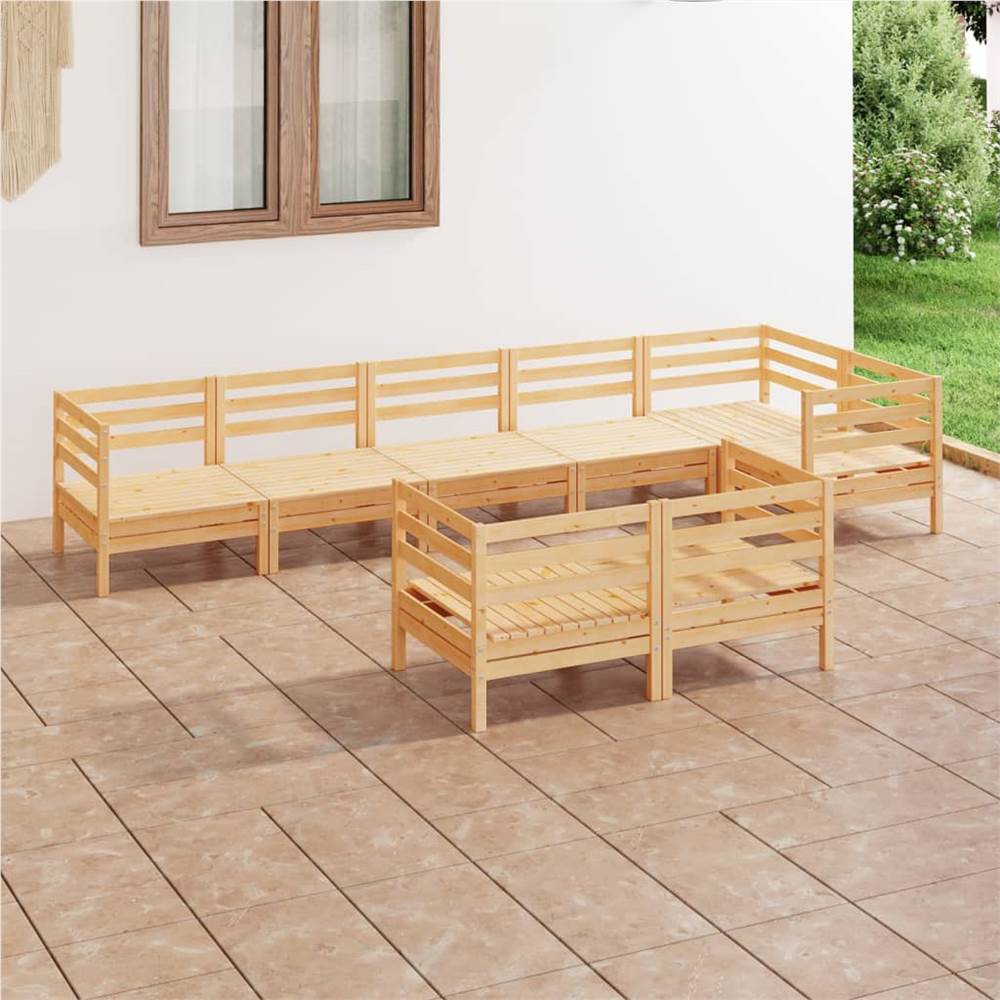 

8 Piece Garden Lounge Set Solid Pinewood
