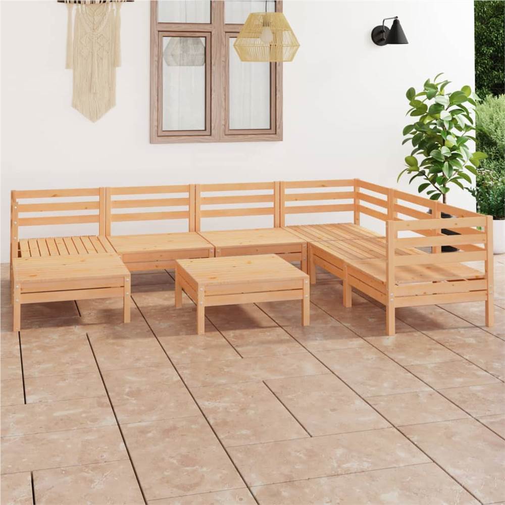 

8 Piece Garden Lounge Set Solid Pinewood