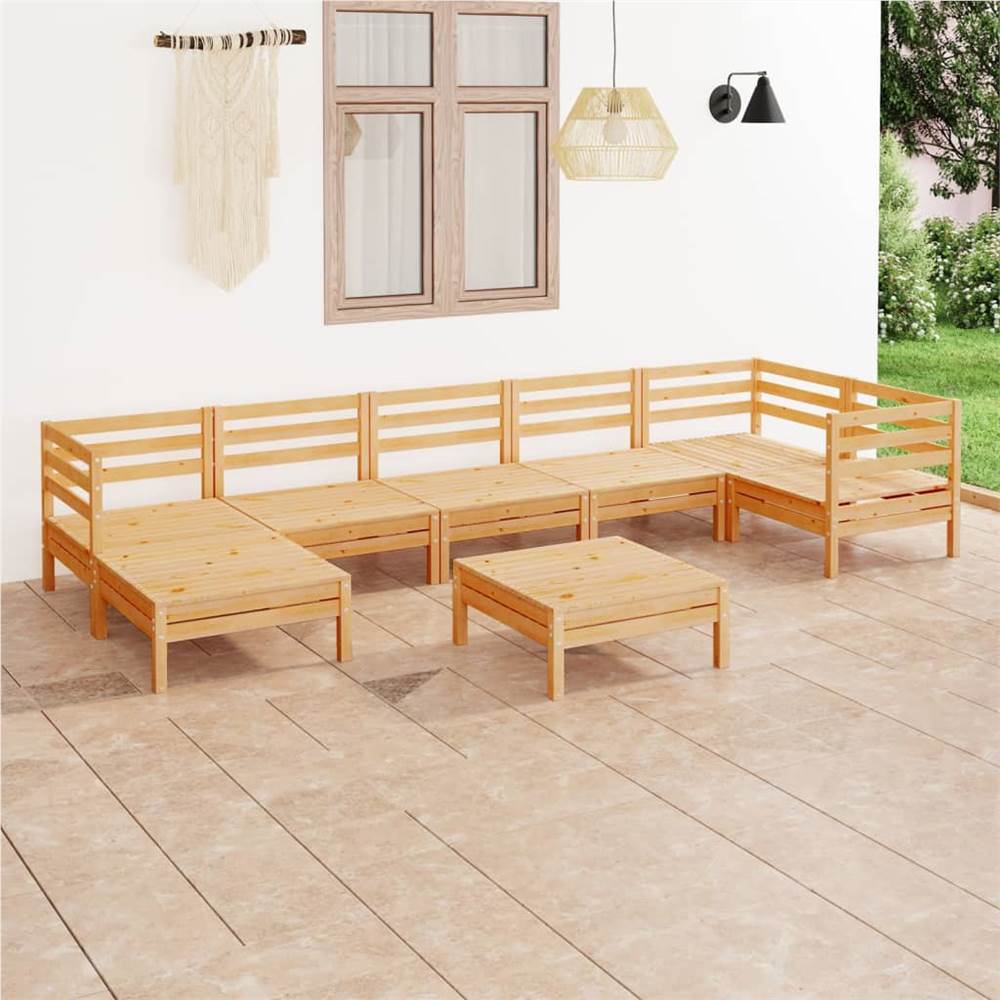 

8 Piece Garden Lounge Set Solid Pinewood