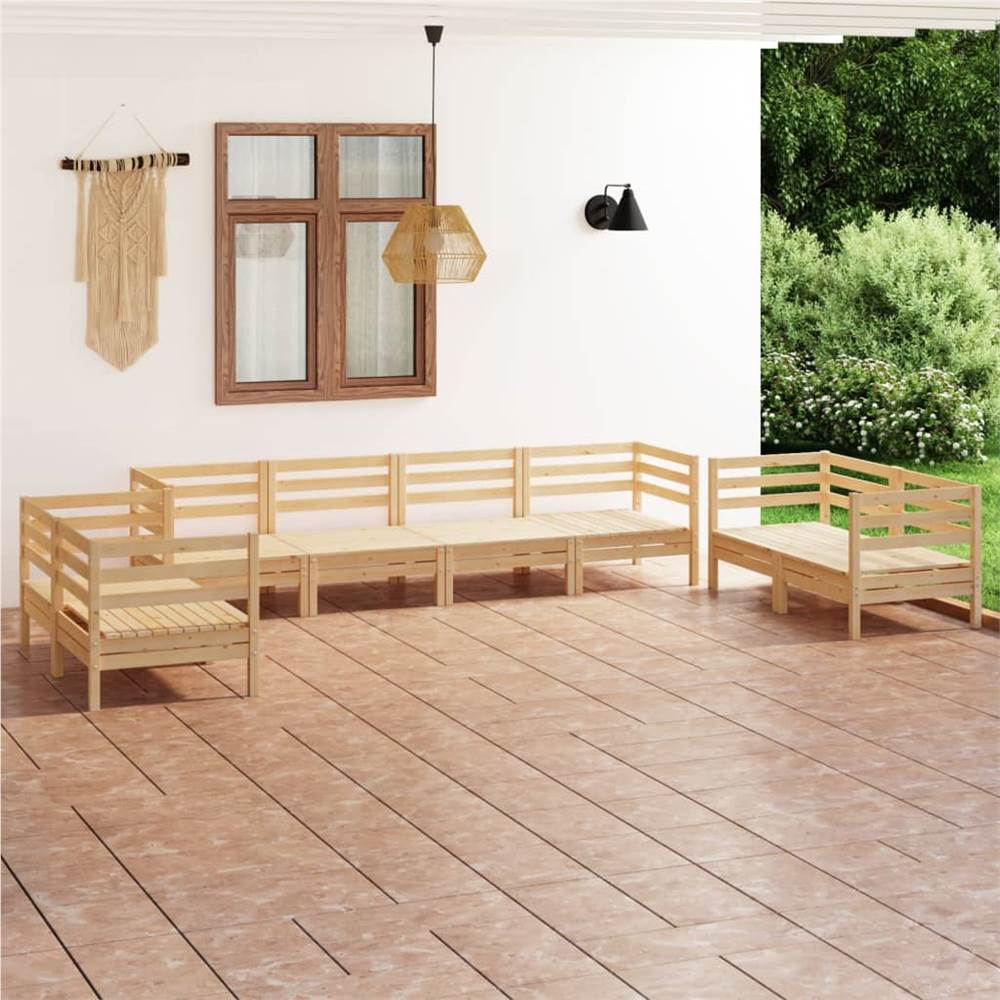 

8 Piece Garden Lounge Set Solid Pinewood