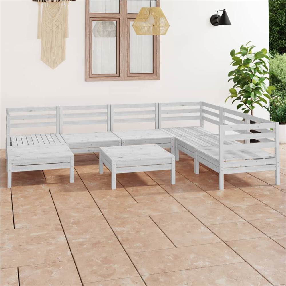 

8 Piece Garden Lounge Set Solid Pinewood White