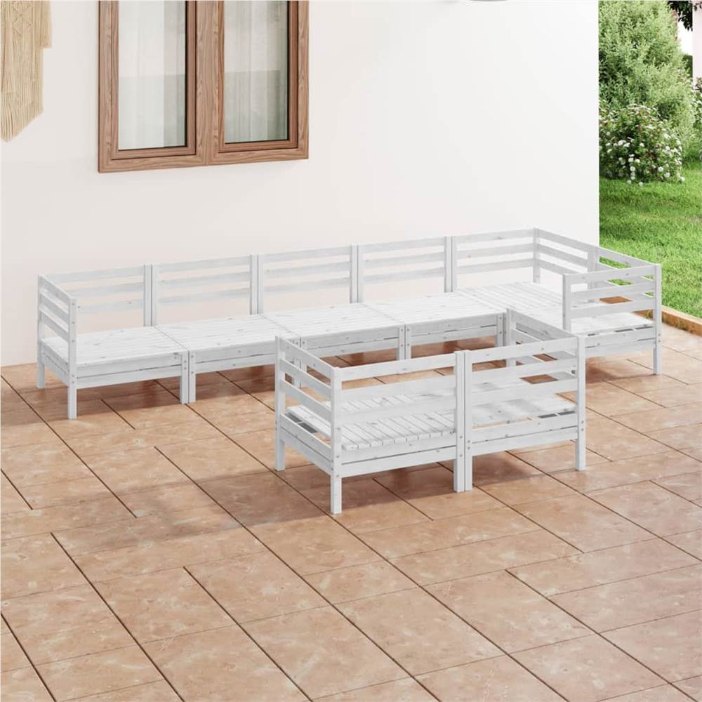 

8 Piece Garden Lounge Set Solid Pinewood White
