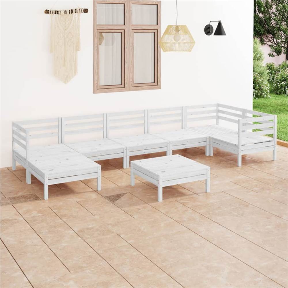 

8 Piece Garden Lounge Set Solid Pinewood White