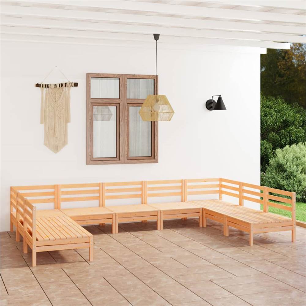 

9 Piece Garden Lounge Set Solid Pinewood