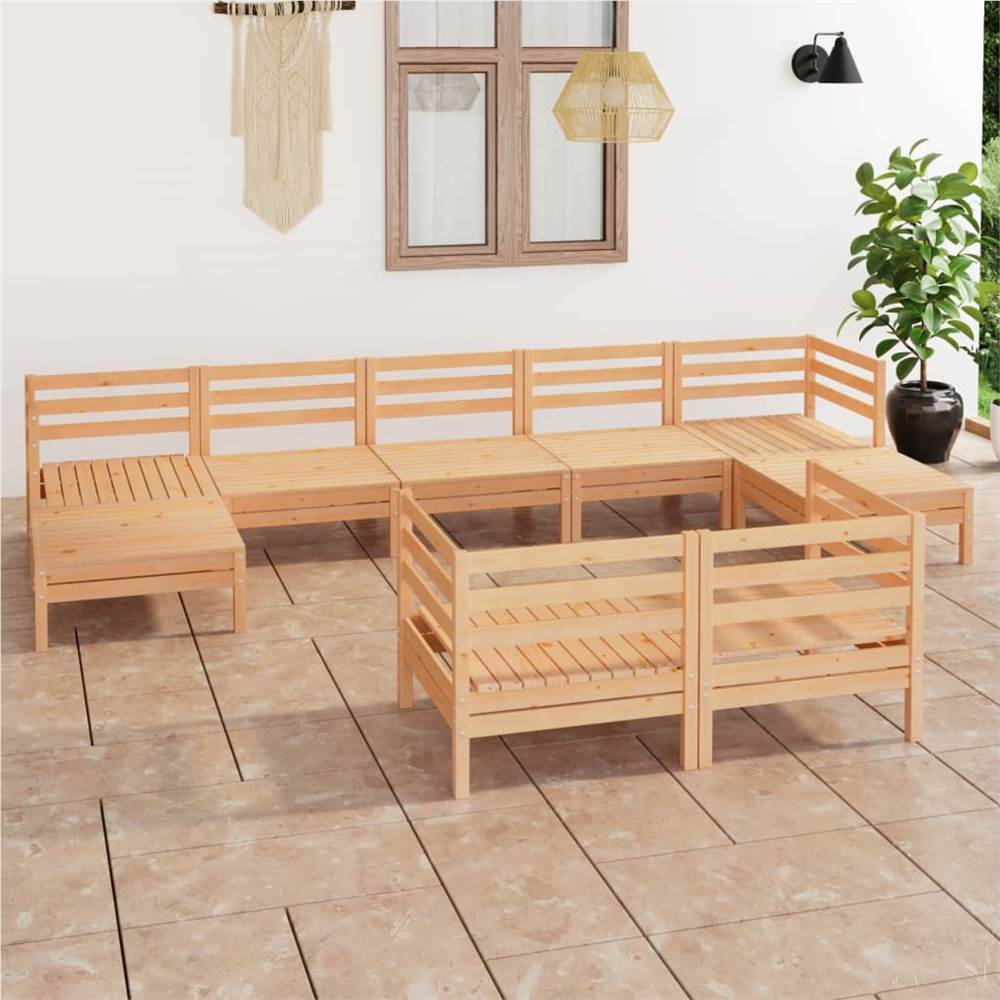 

9 Piece Garden Lounge Set Solid Pinewood