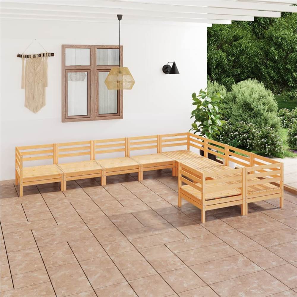 

9 Piece Garden Lounge Set Solid Pinewood