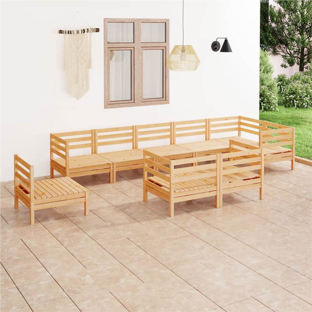 

9 Piece Garden Lounge Set Solid Pinewood