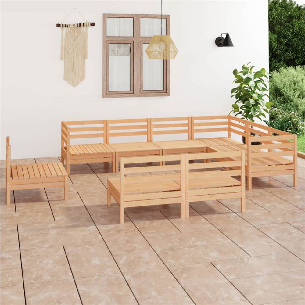 

9 Piece Garden Lounge Set Solid Pinewood
