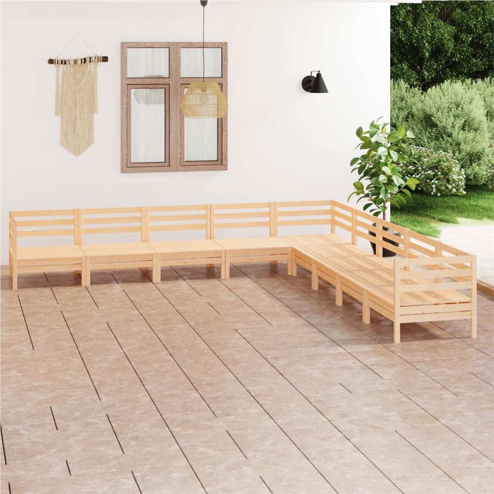 

9 Piece Garden Lounge Set Solid Pinewood