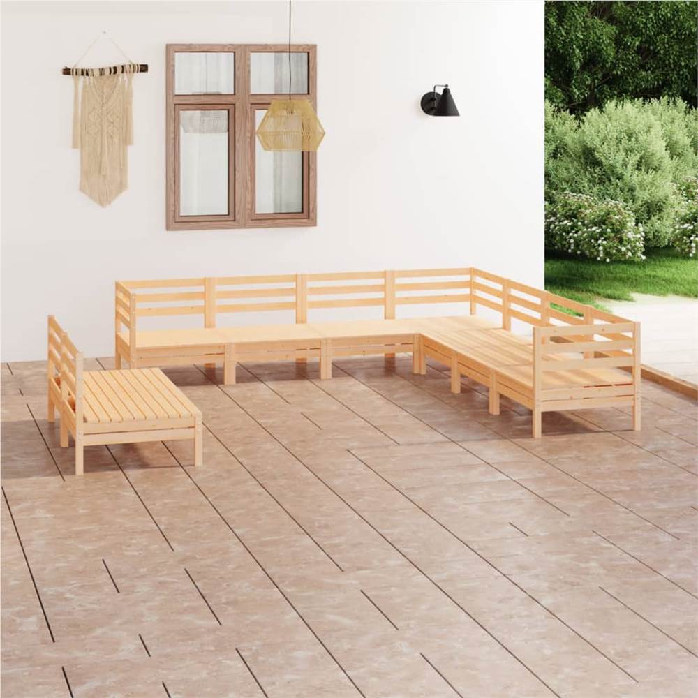 

9 Piece Garden Lounge Set Solid Pinewood